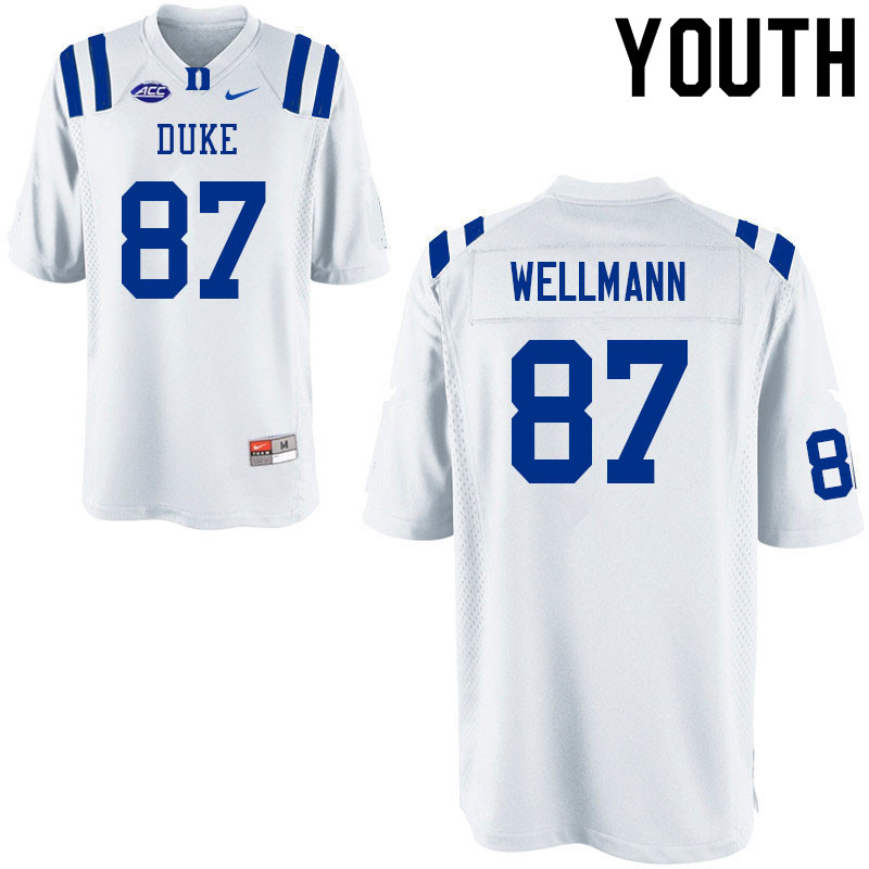 Youth #87 Harrison Wellmann Duke Blue Devils College Football Jerseys Sale-White - Click Image to Close
